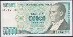 7.Emisyon 2.Tertip 50000 Lira L69 154620 Çilaltı