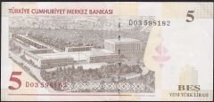 8.Emisyon 5 YTL D03 598182 Ççt Çilaltı