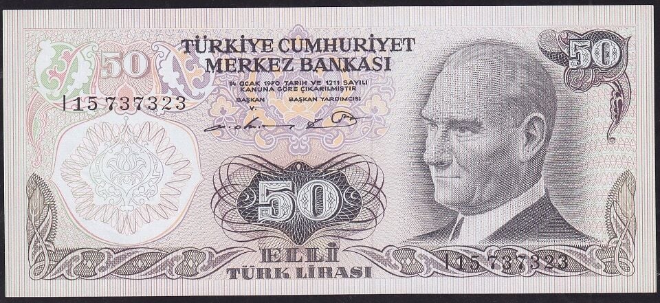 6.Emisyon 1.Tertip 50 Lira I15 737323 Çilaltı
