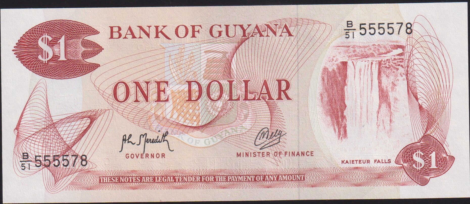 Guyana 1 Dolar 1992 Çil( 5555xx )