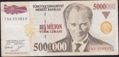 7.Emisyon 5 000 000 Lira I83 370813 Çok Temiz