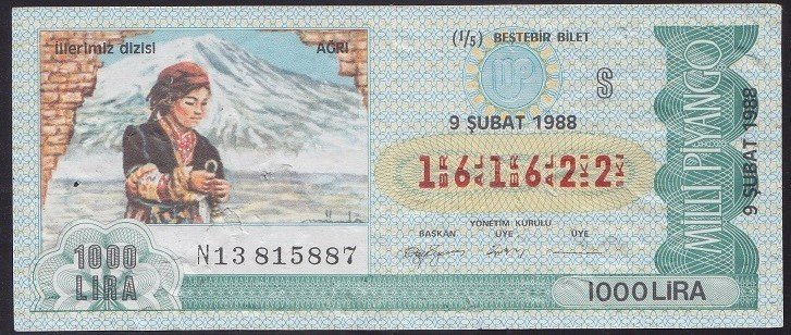 1988 9 ŞUBAT ÇEYREK BİLET S SERİSİ