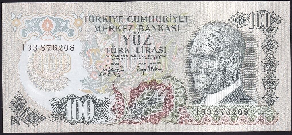 6.Emisyon 2.Tertip 100 Lira I33 876208 Çilaltı Çil