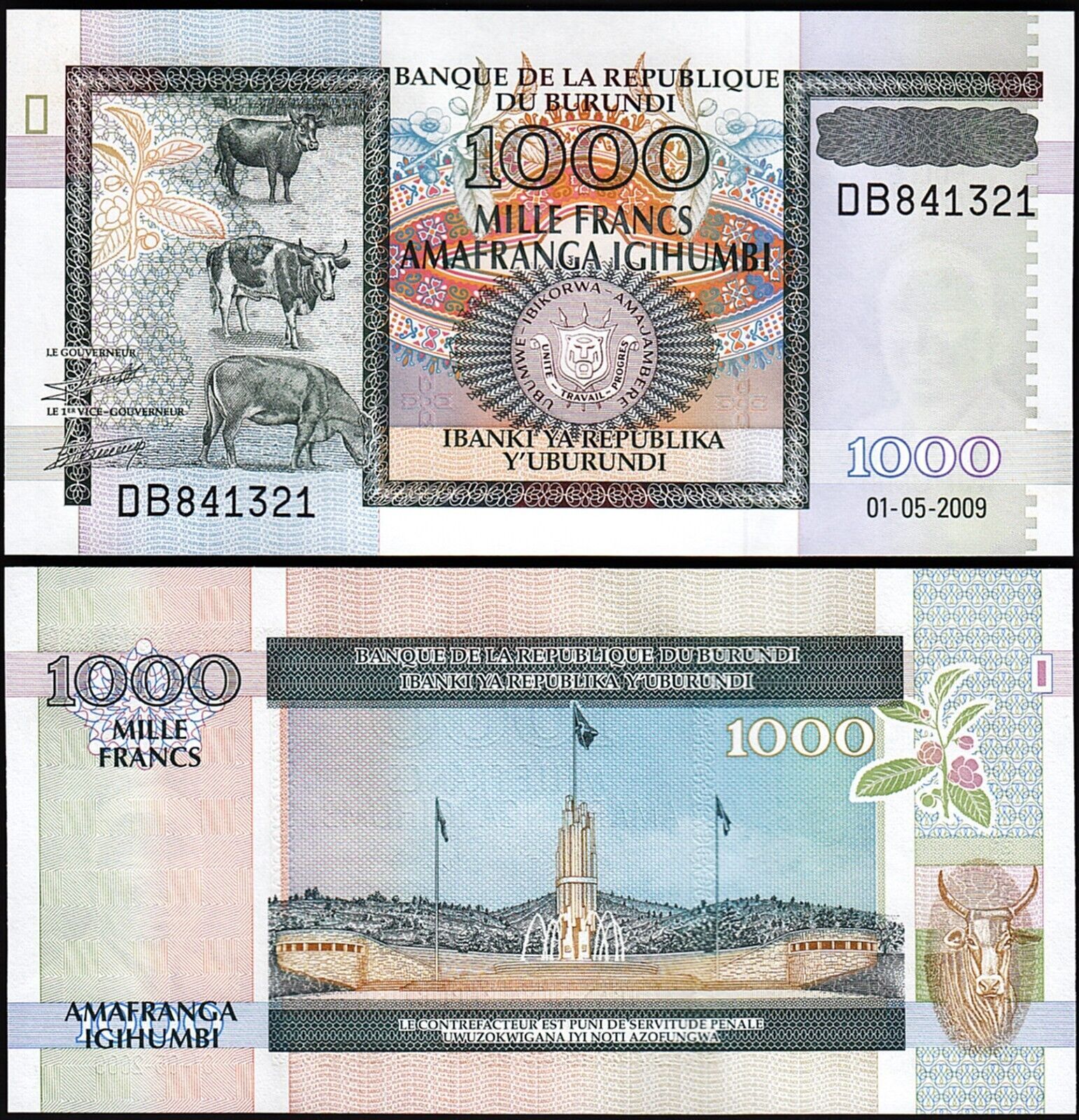 Burundi 1000 Frank 2009 Çil Pick 46
