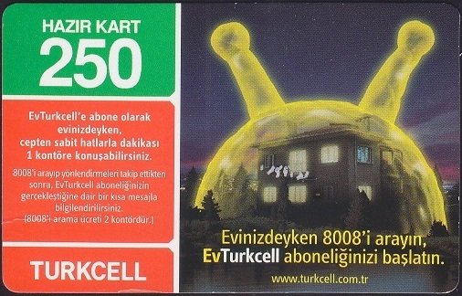 TURKCELL HAZIR KART 250 KONTÖR - SKT 2010