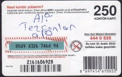 TURKCELL HAZIR KART 250 KONTÖR - SKT 2010
