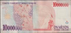 7.Emisyon 10 000 000 Lira D51 045753 Çok Temiz+