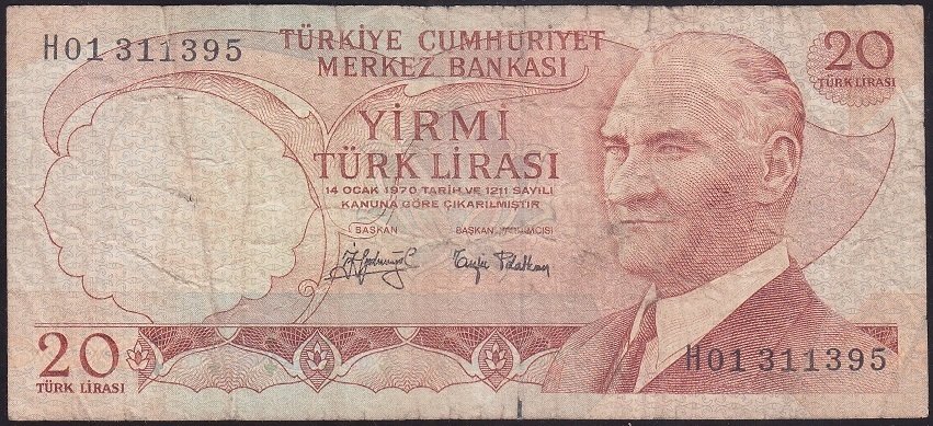 6.EMİSYON 3.TERTİP 20 LİRA H01 311395 TEMİZ