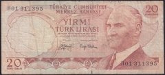 6.EMİSYON 3.TERTİP 20 LİRA H01 311395 TEMİZ