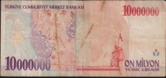 7.Emisyon 10 000 000 Lira A72 944254 Temiz+