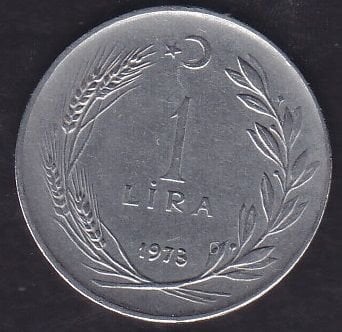 1973 Yılı 1 Lira Ters