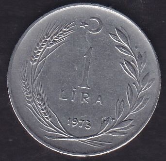 1973 Yılı 1 Lira Ters