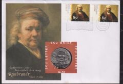 Hollanda 1 Ecu 1999 Folder Pullu ve Zarf Kapamada ( Rembrandt van Rijn)
