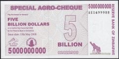 Zimbabwe 5 Milyar ( 5000000000 ) Dolar 2008 ÇİL Pick 61