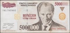 7.Emisyon 5 000 000 Lira I81 787802 Çok Temiz+