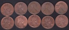AMERİKA 1 CENT 1990-91-92-93-94-95-96-97-98-99 YILLARI 10 ADET LOT