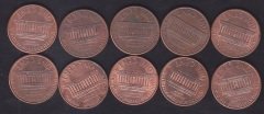 AMERİKA 1 CENT 1990-91-92-93-94-95-96-97-98-99 YILLARI 10 ADET LOT