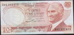 6.Emisyon 2.Tertip 20 Lira D01 372473 Ççt Çilaltı