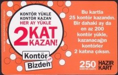 TURKCELL HAZIR KART 250 KONTÖR - 2 KAT KAZAN - SKT 2007