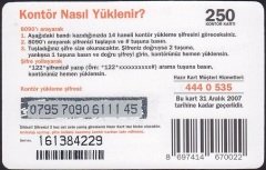 TURKCELL HAZIR KART 250 KONTÖR - 2 KAT KAZAN - SKT 2007