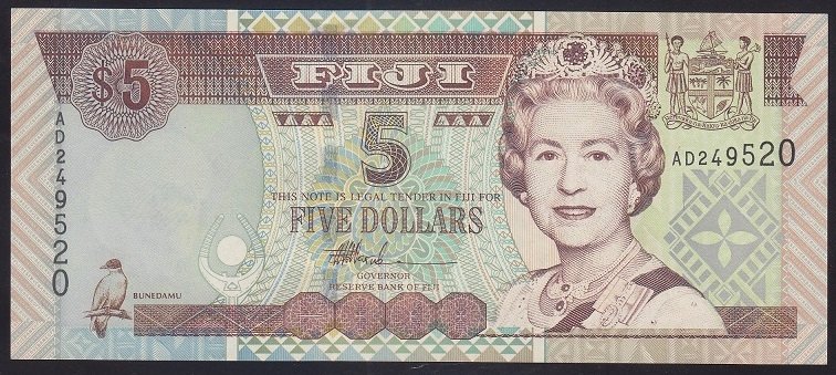 FİJİ 5 DOLAR 2002 ÇİL KRALİÇE