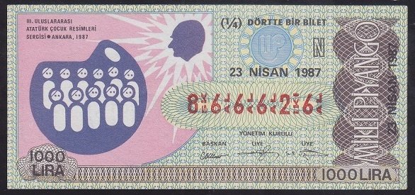1987 23 NİSAN ÇEYREK BİLET N SERİSİ