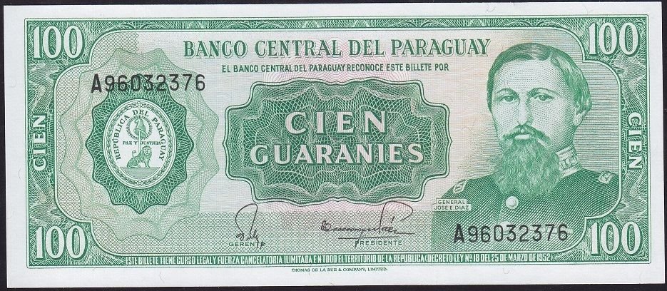 Paraguay 100 Guarnies 1952 Çok Çok Temiz+