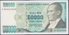 7.Emisyon 2.Tertip 50000 Lira L49 621948 Çil