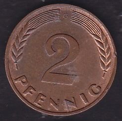 Almanya 2 Pfennig 1966 G