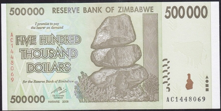 Zimbabwe 500000 Dolar 2008 ÇİL Pick 76
