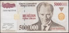 7.Emisyon 5 000 000 Lira I80 945793 Çok Temiz+