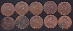 AMERİKA 1 CENT 1980-81-82-83-84-85-86-87-88-89 YILLARI 10 LU LOT
