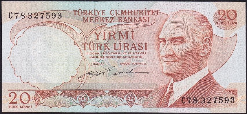 6.Emisyon 2.Tertip 20 Lira C78 327593 Çilaltı