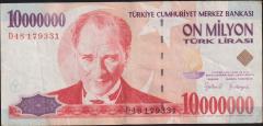 7.Emisyon 10 000 000 Lira D48 179331 Çok Temiz+