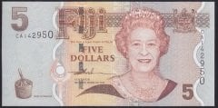 FİJİ 5 DOLAR 2007 ÇİL KRALİÇE  eski para alan yerler