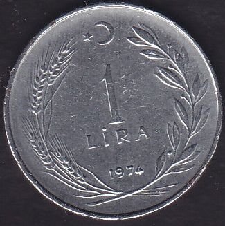1974 Yılı 1 Lira Ters