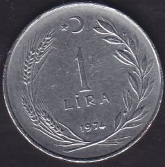 1974 Yılı 1 Lira Ters