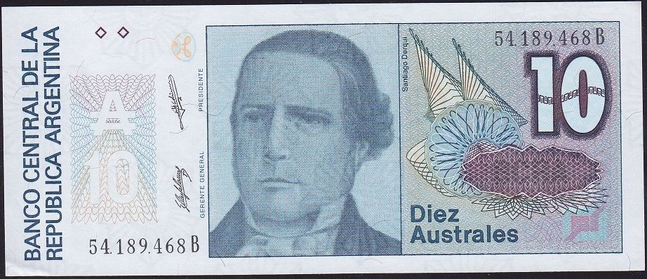 Arjantin 10 Australes 1985 Çok Çok Temiz+
