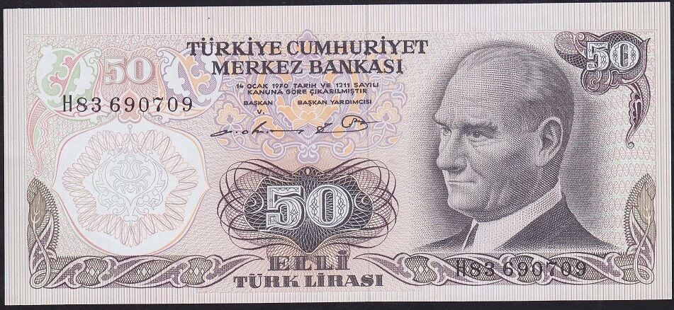 6.Emisyon 1.Tertip 50 Lira H83 690709 Çil