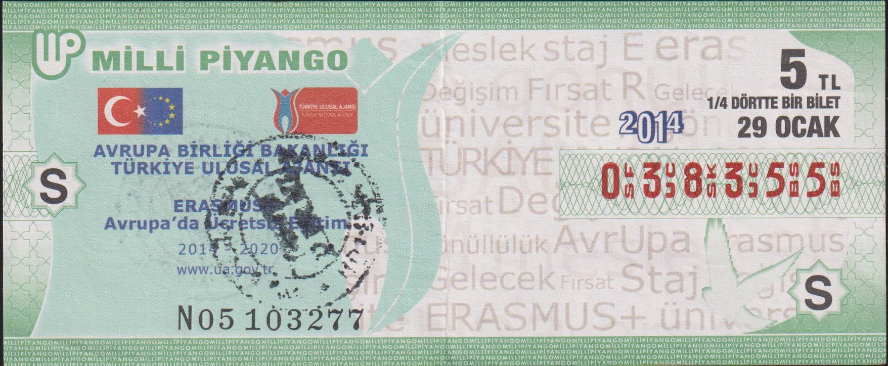 2014 29 Ocak Çeyrek Bilet - S Serisi