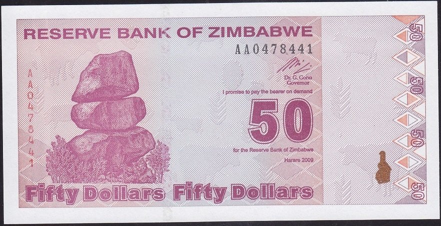 ZİMBABWE 50 DOLAR 2009 ÇİL