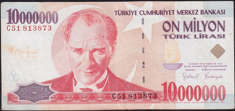 7.Emisyon 10 000 000 Lira C51 813873 Çok Temiz