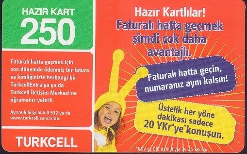 TURKCELL HAZIR KART 250 KONTÖR - SKT 2010