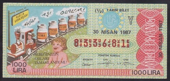 1987 30 NİSAN YARIM BİLET Y SERİSİ