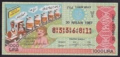 1987 30 NİSAN YARIM BİLET Y SERİSİ