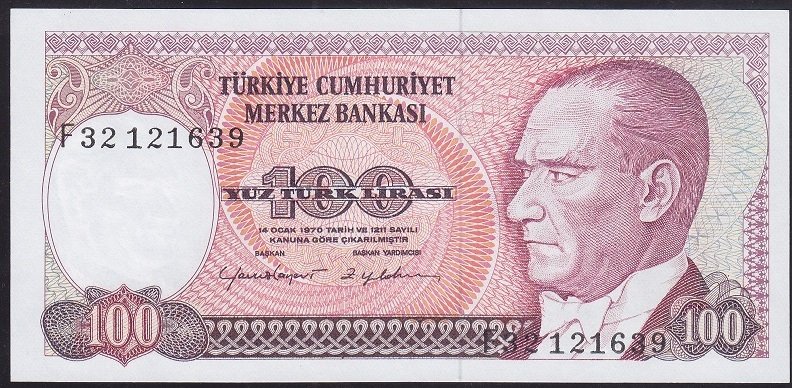 7.EMİSYON 2.TERTİP 100 LİRA F32 121639 ÇİLALTI ÇİL