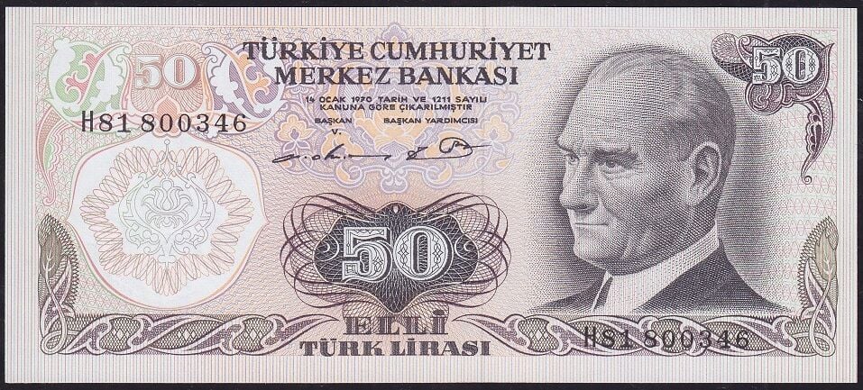6.Emisyon 1.Tertip 50 Lira H81 800346 Çil