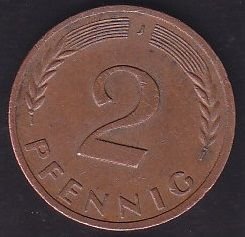 Almanya 2 Pfennig 1970 J