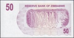 Zimbabwe 50 Dolar 2007 ÇİL AA Pick 41