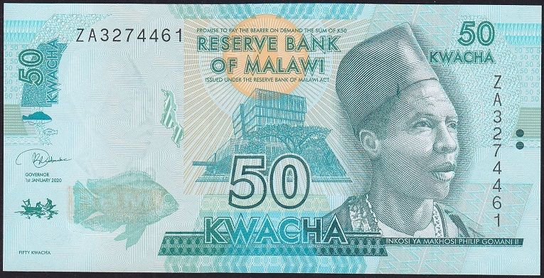 Malawi 50 Kwacha 2020 Çil ZA Serisi